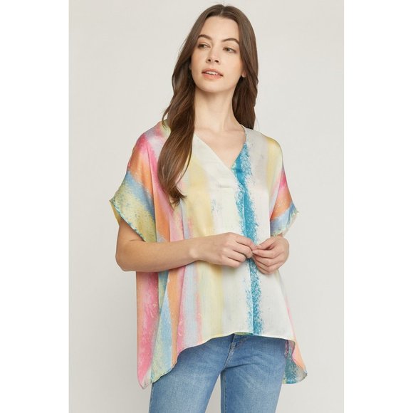 entro Tops - Entro Rainbow Placket Top